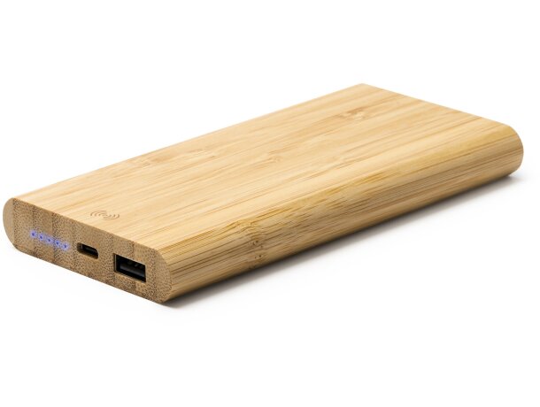 Powerbank impreso 6000 mah de bambú Misty Crudo detalle 3