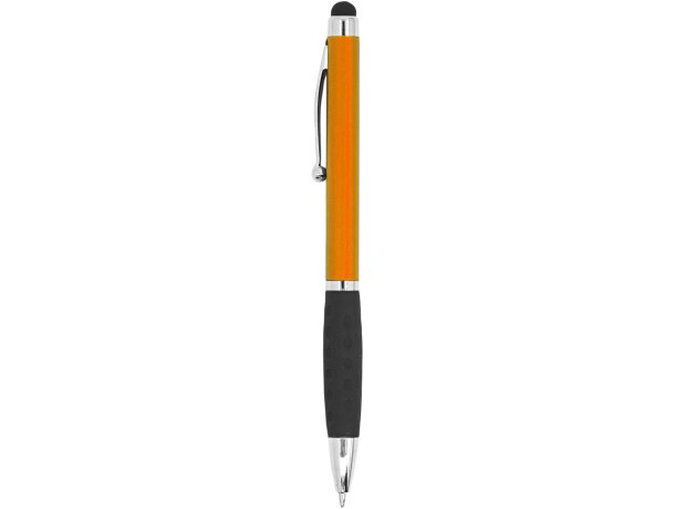 Bolígrafo con puntero táctil original de plástico metalizado tinta azul Semenic Naranja detalle 13