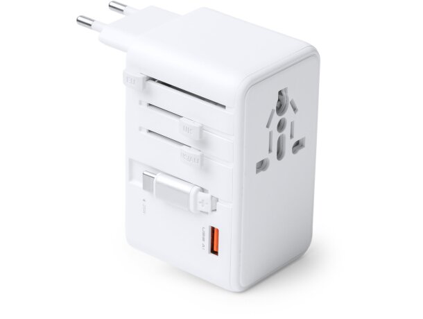 Adaptador de viaje Nexar universal con USB-C y cable retráctil Blanco detalle 8