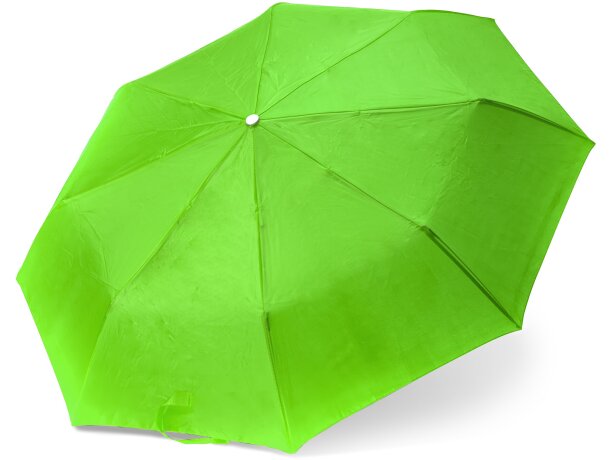 Paraguas plegable con logo con mango plateado poliéster Yaku Verde helecho detalle 10