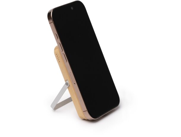 Batería externa Yokas bambú con carga inalámbrica 15W 5000 mAh Crudo detalle 3