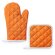 Set de horno manopla con agarrador a juego poliéster-algodón Eneko Naranja