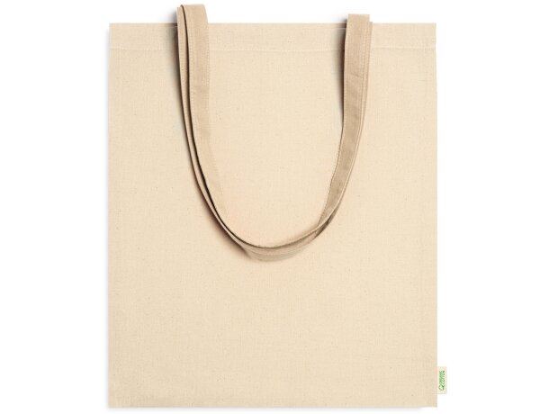 Berna tote bag algodón orgánico 120g asas largas reforzadas 70cm Crudo detalle 4