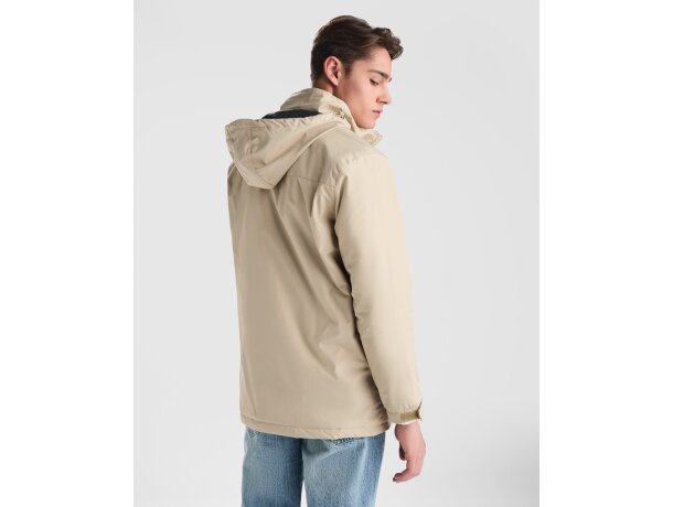 Parka America Roly con certificación GRS en poliéster reciclado Negro detalle 2
