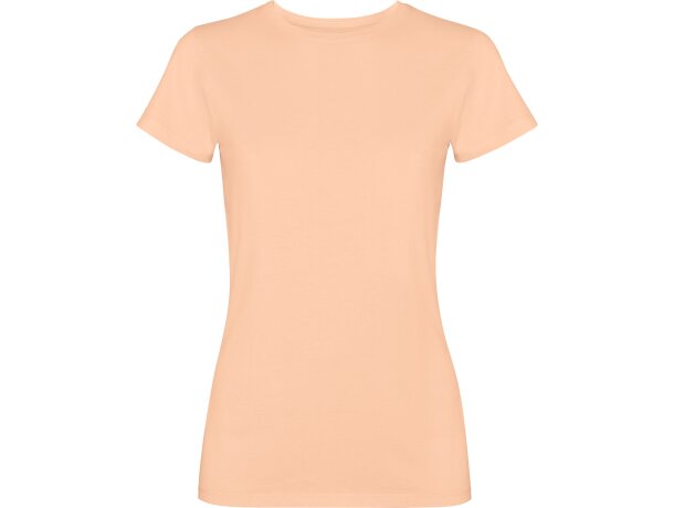 Camiseta mujer algodón peinado efecto lavado Roly Fiyi Papaya claro lavado detalle 21