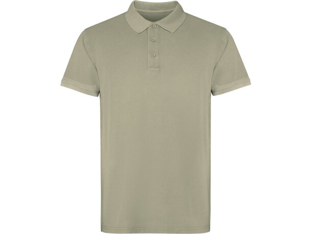 Polo Cobain de algodón piqué con efecto lavado unisex Roly Kaki claro lavado detalle 17