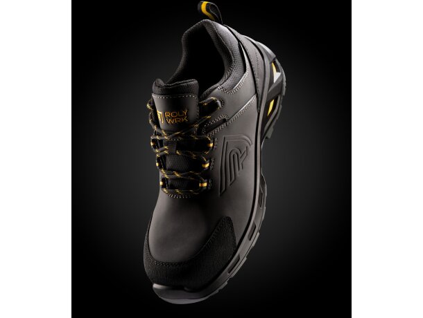 Zapato laboral Rock Roly con certificación S3 antiperforación Plomo/amarillo wrk detalle 3