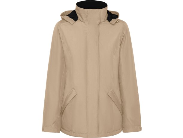 Parka mujer America Woman Roly con capucha extraíble reciclada Arena oscuro detalle 15