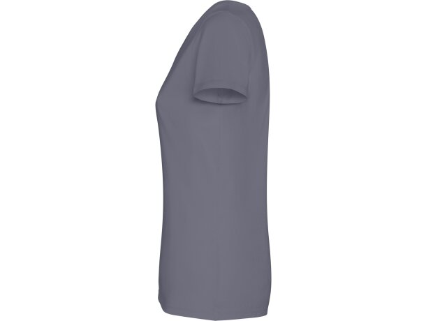 Camiseta mujer algodón peinado efecto lavado Roly Fiyi Gris cielo lavado detalle 15