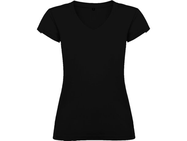 Camiseta de mujer VICTORIA con cuello V Roly negro