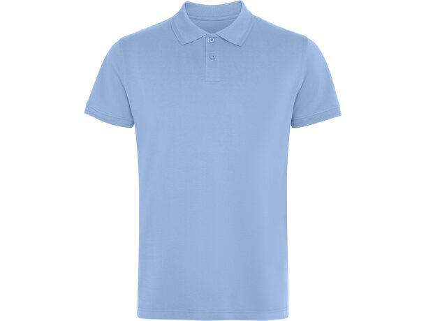 Polo Roly WOS manga corta tejido piqué stretch unisex Celeste detalle 21