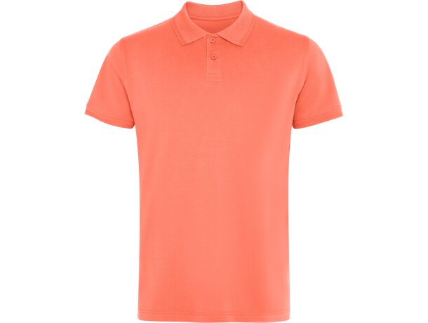 Polo Roly WOS manga corta tejido piqué stretch unisex Coral detalle 29