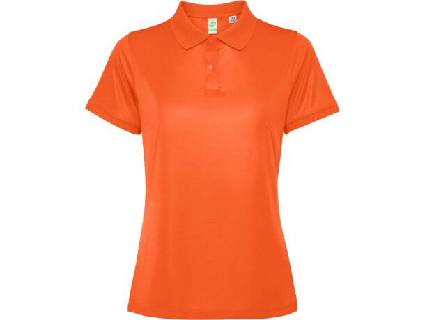 Polo Tormo Woman Roly de poliéster reciclado certificado GRS Naranja fuego detalle 21