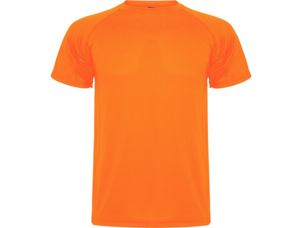 Camiseta técnica MONTECARLO manga corta unisex Roly 135 gr naranja fluor