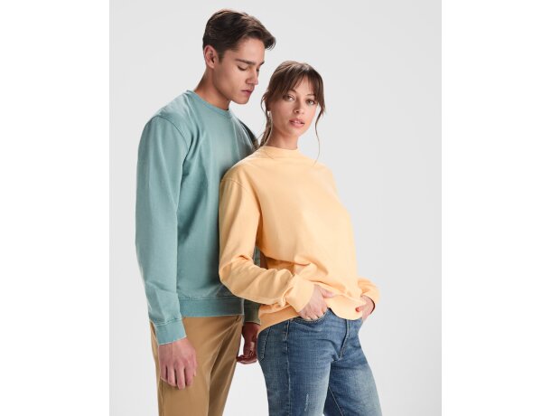 Sudadera Roly Jaya algodón 250 g/m² efecto lavado unisex Amarillo sweet lavado detalle 3