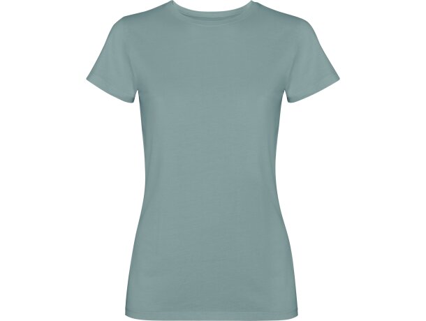 Camiseta mujer algodón peinado efecto lavado Roly Fiyi Verde pato lavado detalle 25