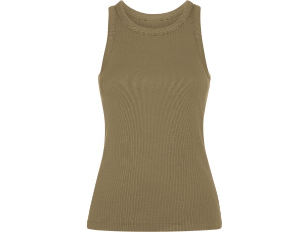 Camiseta sin mangas Dribe Roly en punto canalé stretch Verde militar oscuro detalle 25