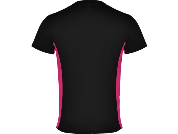 Camiseta técnica Roly TOKYO negro/fucsia