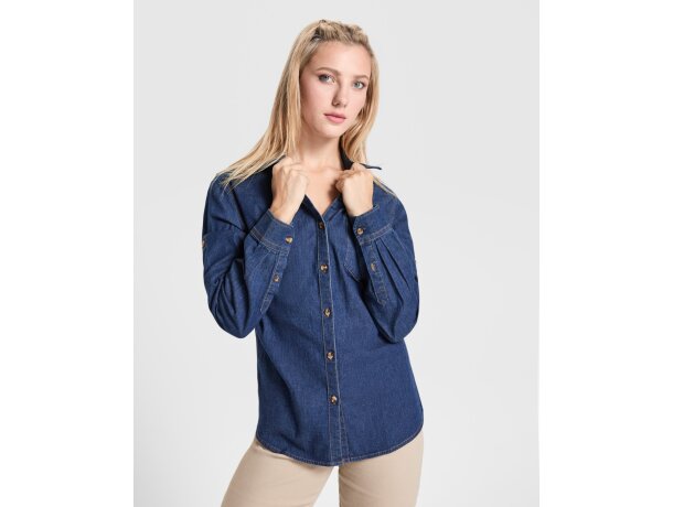 Camisa Lujan Woman Roly con tejido stretch para hostelería Vaquero detalle 1