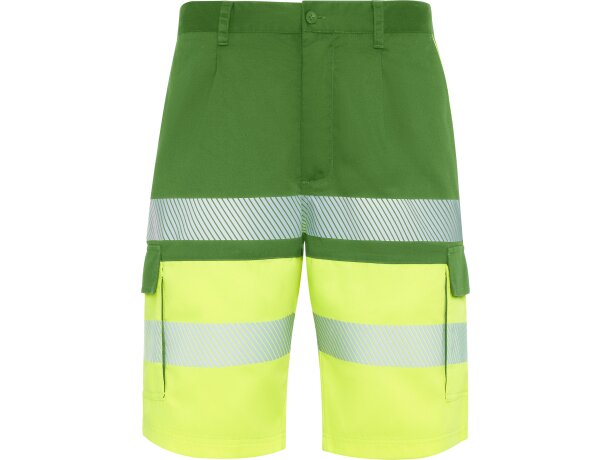 Bermuda Lada Roly alta visibilidad con bandas reflectantes Verde jardín/amarillo flúor detalle 8