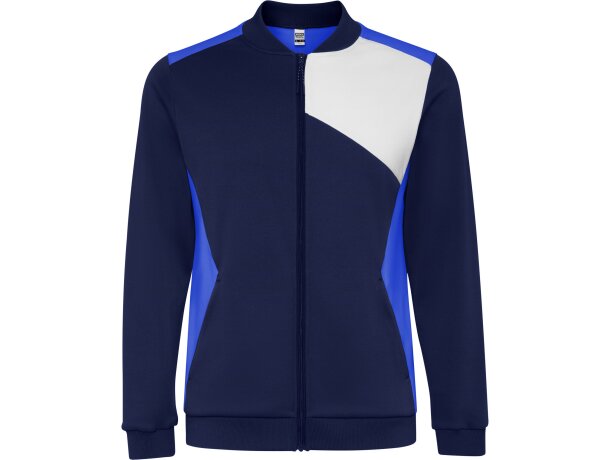 Sudadera deportiva Roly Leros bicolor con cremallera Royal/marino detalle 9