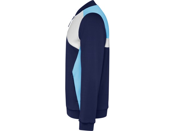 Sudadera deportiva Roly Leros bicolor con cremallera Celeste/marino detalle 15