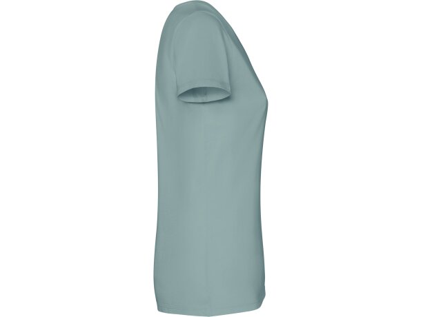 Camiseta mujer algodón peinado efecto lavado Roly Fiyi Verde pato lavado detalle 28