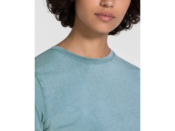 Camiseta mujer algodón peinado efecto lavado Roly Fiyi Amarillo sweet lavado detalle 2