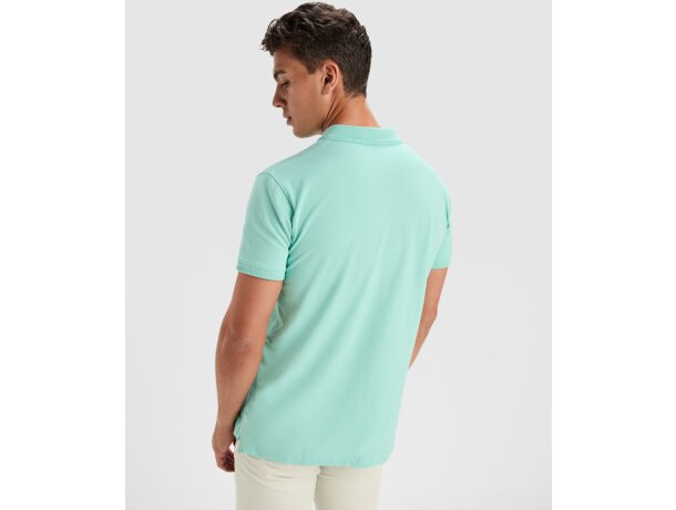 Polo Roly WOS manga corta tejido piqué stretch unisex Blanco detalle 2