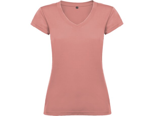 Camiseta de mujer VICTORIA con cuello V Roly naranja clay