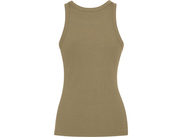 Camiseta sin mangas Dribe Roly en punto canalé stretch Verde militar oscuro detalle 26