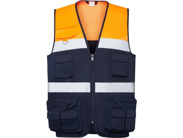 Chaleco Beta Roly alta visibilidad con bandas reflectantes Marino/naranja fluor detalle 9