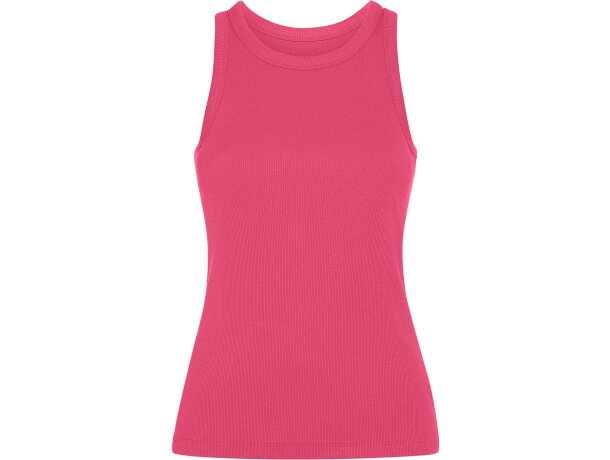 Camiseta sin mangas Dribe Roly en punto canalé stretch Frambuesa detalle 33