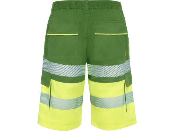 Bermuda Lada Roly alta visibilidad con bandas reflectantes Verde jardín/amarillo flúor detalle 9