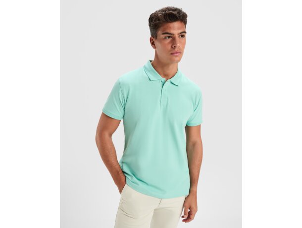 Polo Roly WOS manga corta tejido piqué stretch unisex Blanco detalle 4