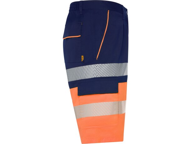 Bermuda Lada Roly alta visibilidad con bandas reflectantes Marino/naranja fluor detalle 19