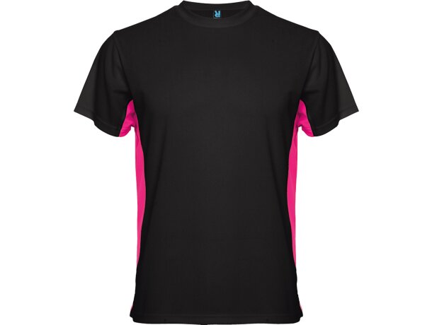 Camiseta técnica Roly TOKYO negro/fucsia