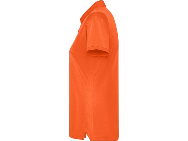 Polo Tormo Woman Roly de poliéster reciclado certificado GRS Naranja fuego detalle 23