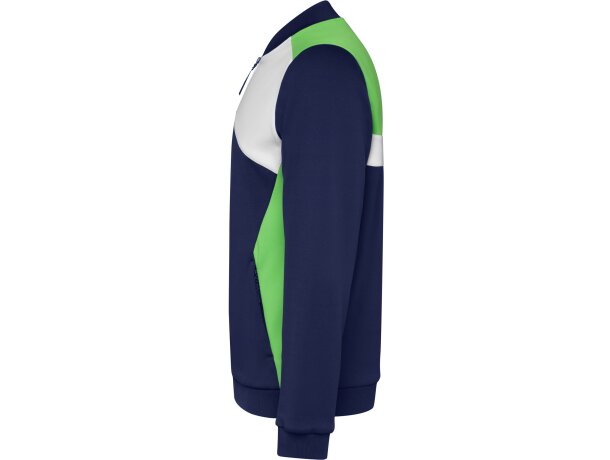 Sudadera deportiva Roly Leros bicolor con cremallera Verde helecho/marino detalle 23
