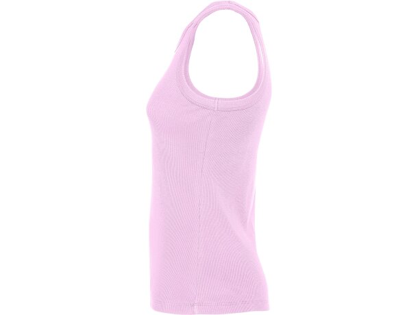 Camiseta sin mangas Dribe Roly en punto canalé stretch Rosa claro detalle 31