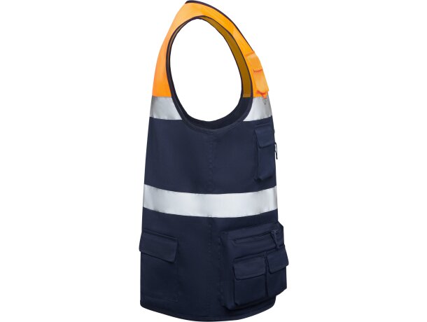 Chaleco Beta Roly alta visibilidad con bandas reflectantes Marino/naranja fluor detalle 12