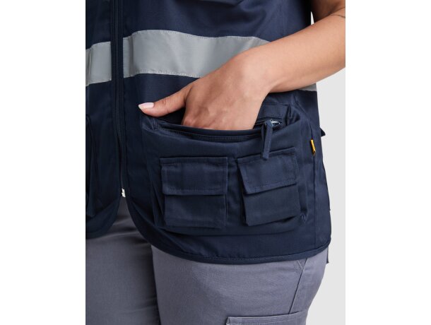 Chaleco Beta Roly alta visibilidad con bandas reflectantes Marino/amarillo fluor detalle 1