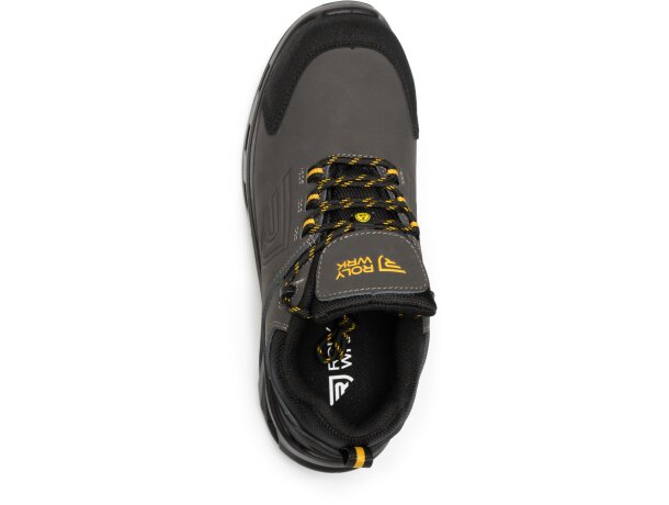 Zapato laboral Rock Roly con certificación S3 antiperforación Plomo/amarillo wrk detalle 8