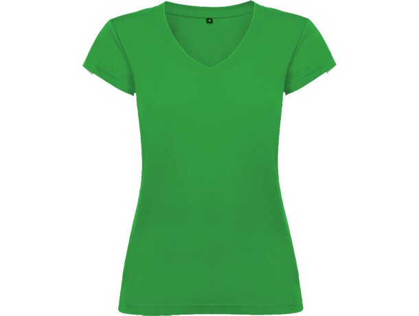 Camiseta de mujer VICTORIA con cuello V Roly verde tropical