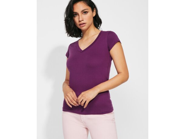 Camiseta de mujer VICTORIA con cuello V Roly roseton