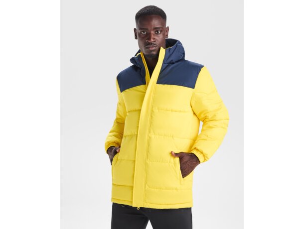 Parka acolchada Tallin Roly repelente al agua con capucha Amarillo/marino detalle 3