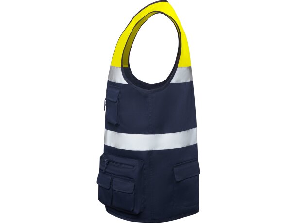 Chaleco Beta Roly alta visibilidad con bandas reflectantes Marino/amarillo fluor detalle 7