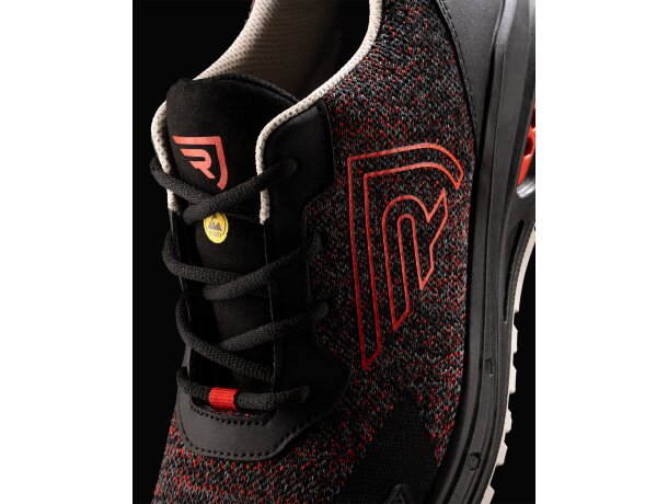Zapato laboral Ruby Roly red knit textil certificado S1PS Rojo carbón vigoré detalle 1