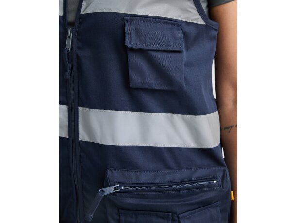 Chaleco Beta Roly alta visibilidad con bandas reflectantes Marino/amarillo fluor detalle 2