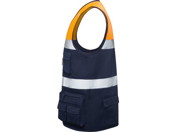 Chaleco Beta Roly alta visibilidad con bandas reflectantes Marino/naranja fluor detalle 11